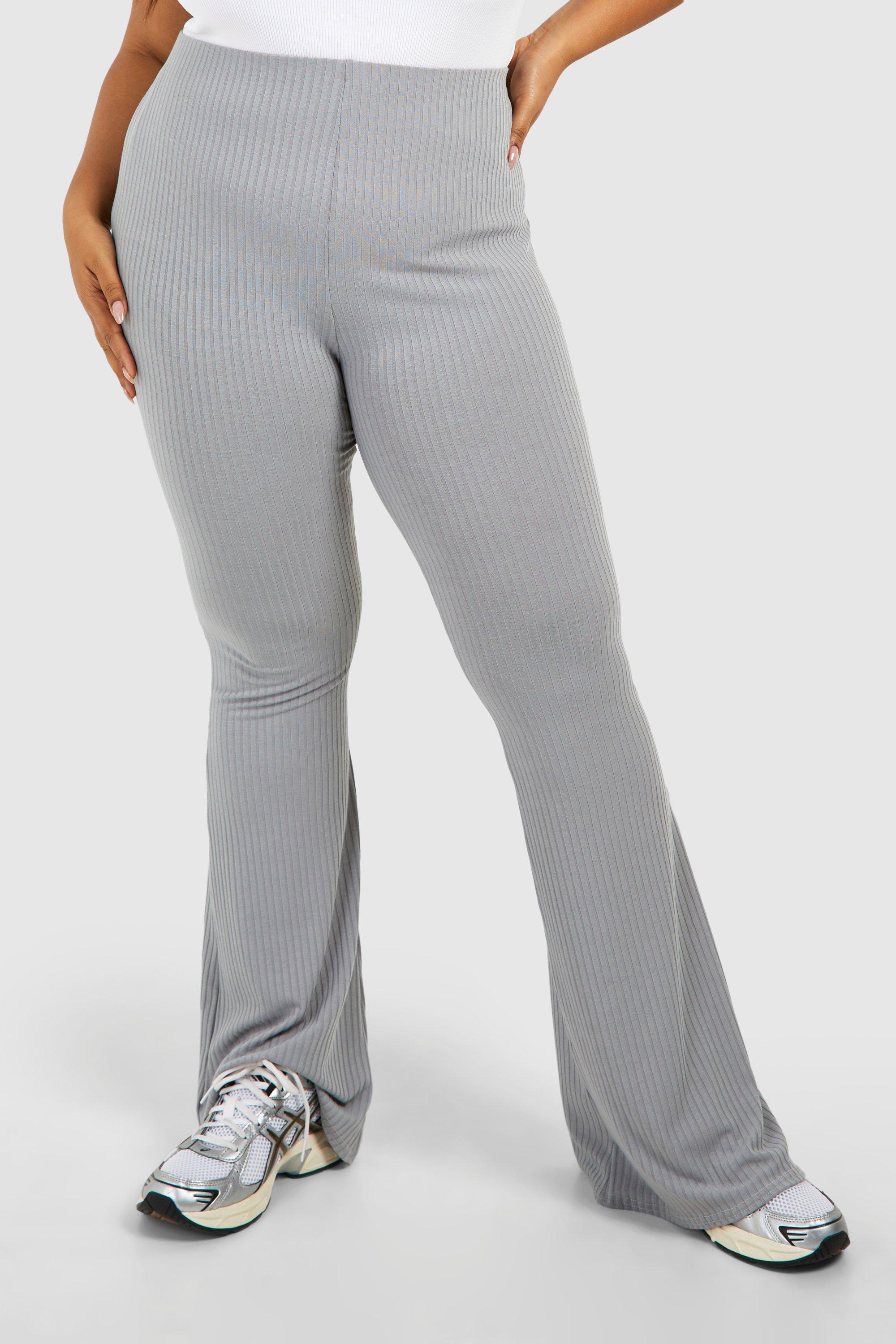 Women's Plus Basic Rib Flare Trousers