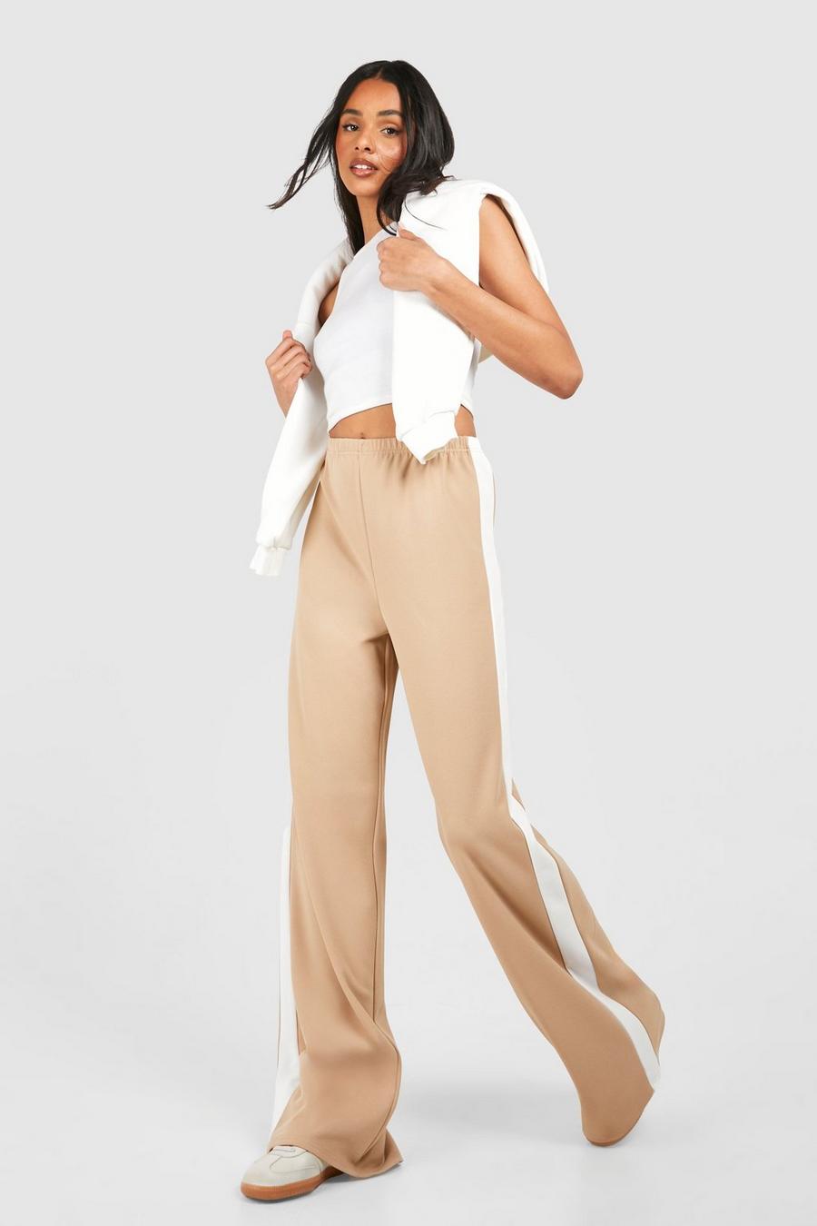Stone Tall Crepe Side Stripe Wide Leg Trousers  image number 1