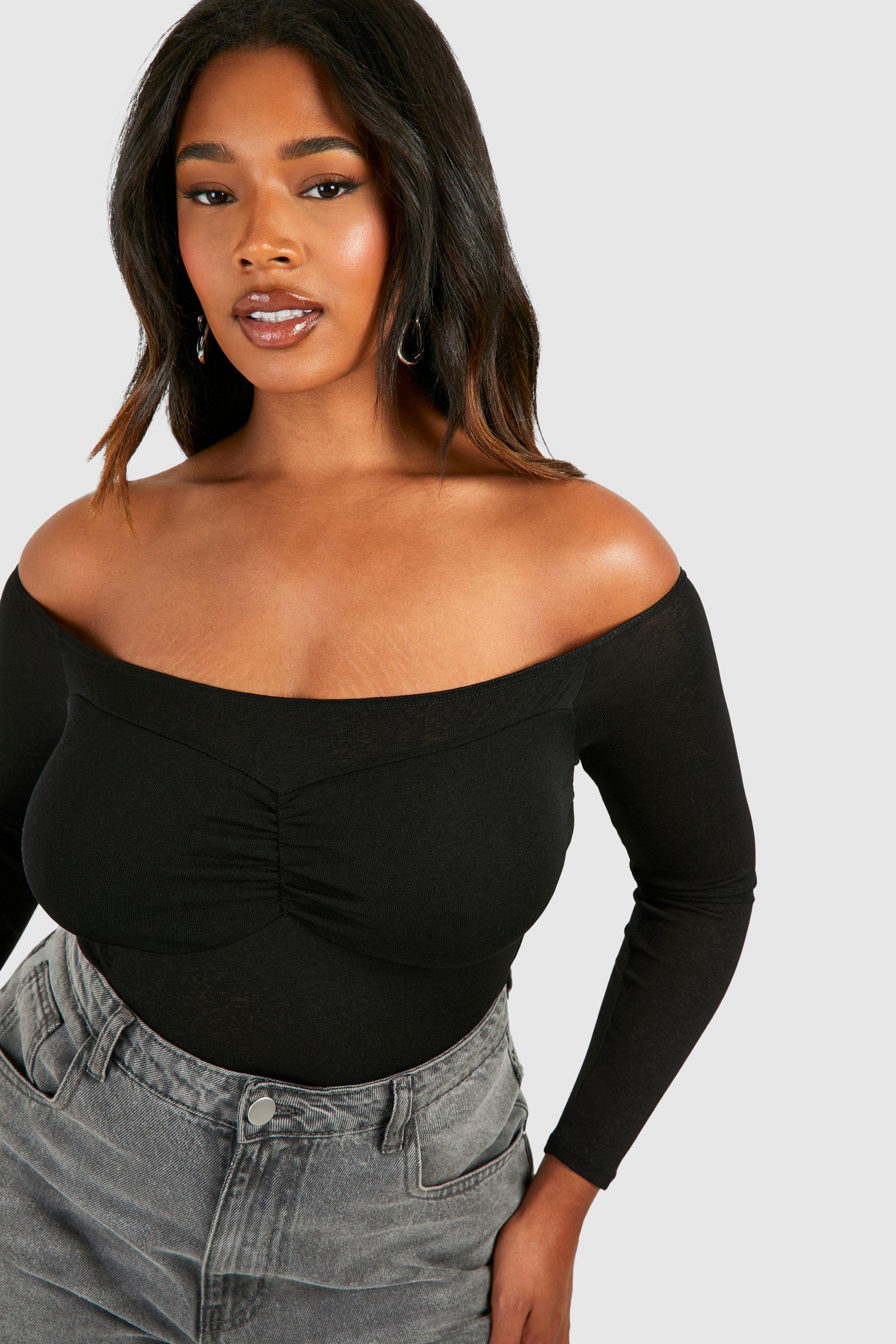 Black plus size bardot top on sale