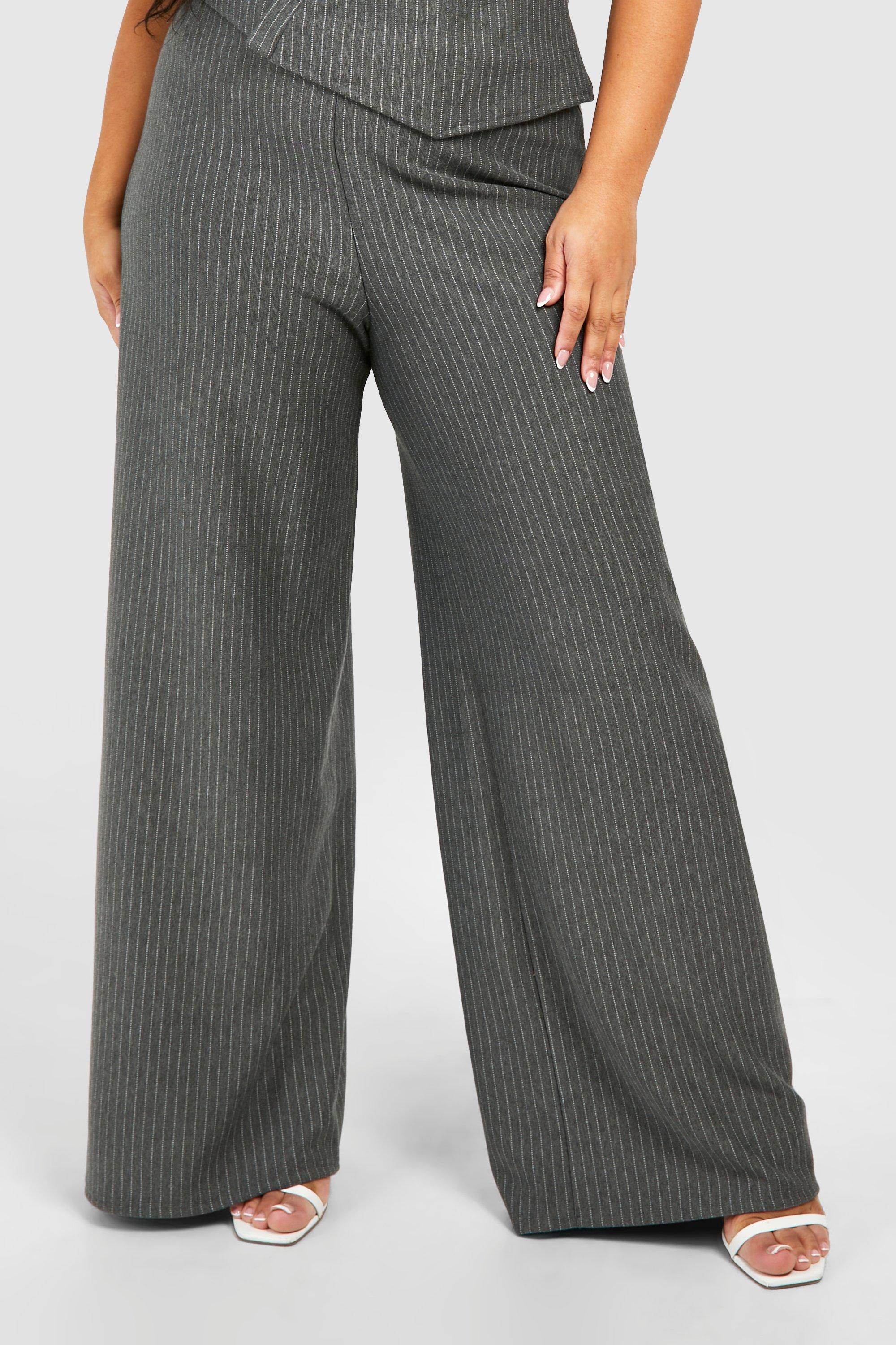 Plus Pinstripe Wide Leg Pants