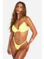 Yellow Beaded Ruched Underwired Bikini Top