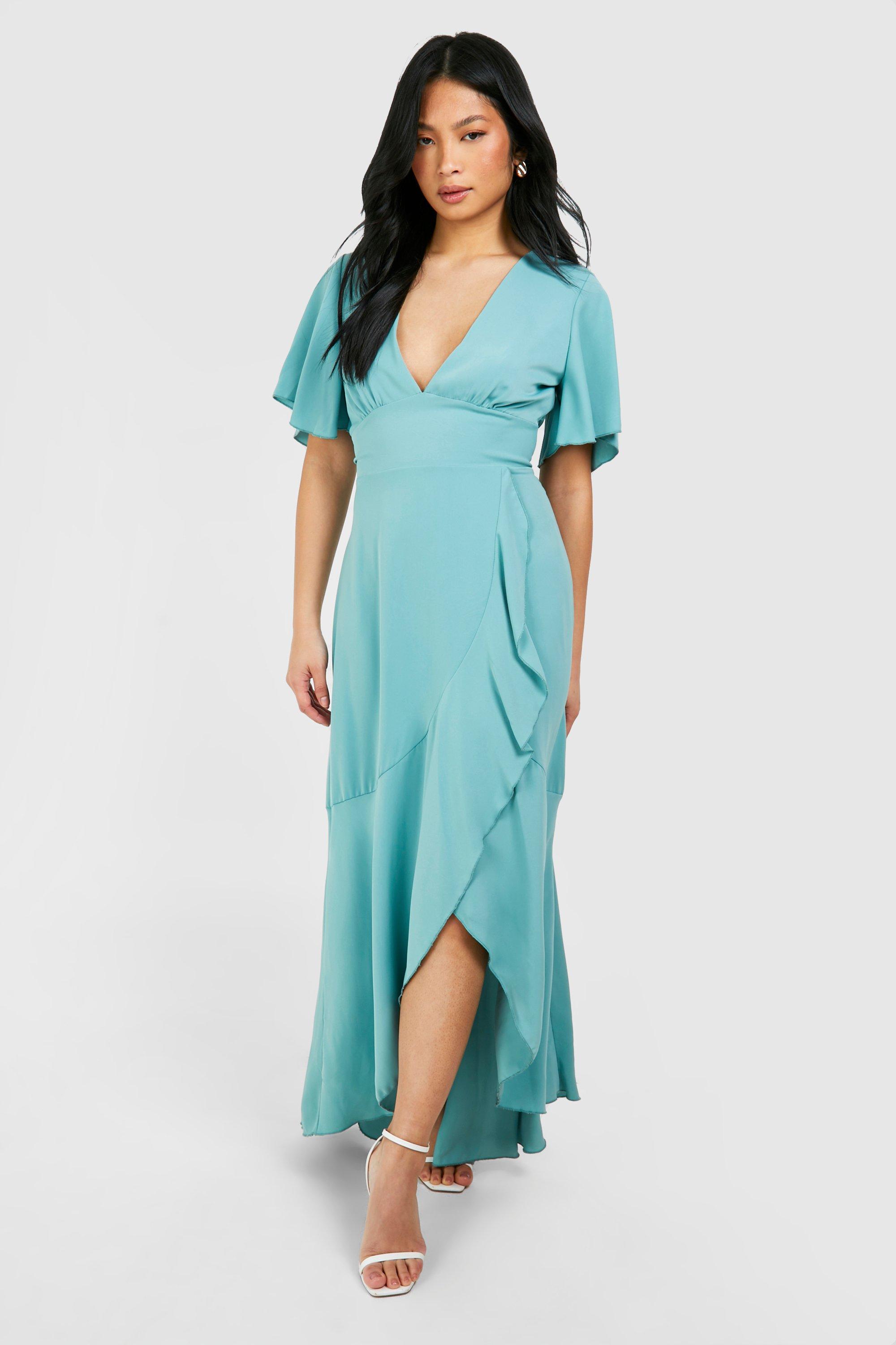 Angel sleeve wrap dress sales