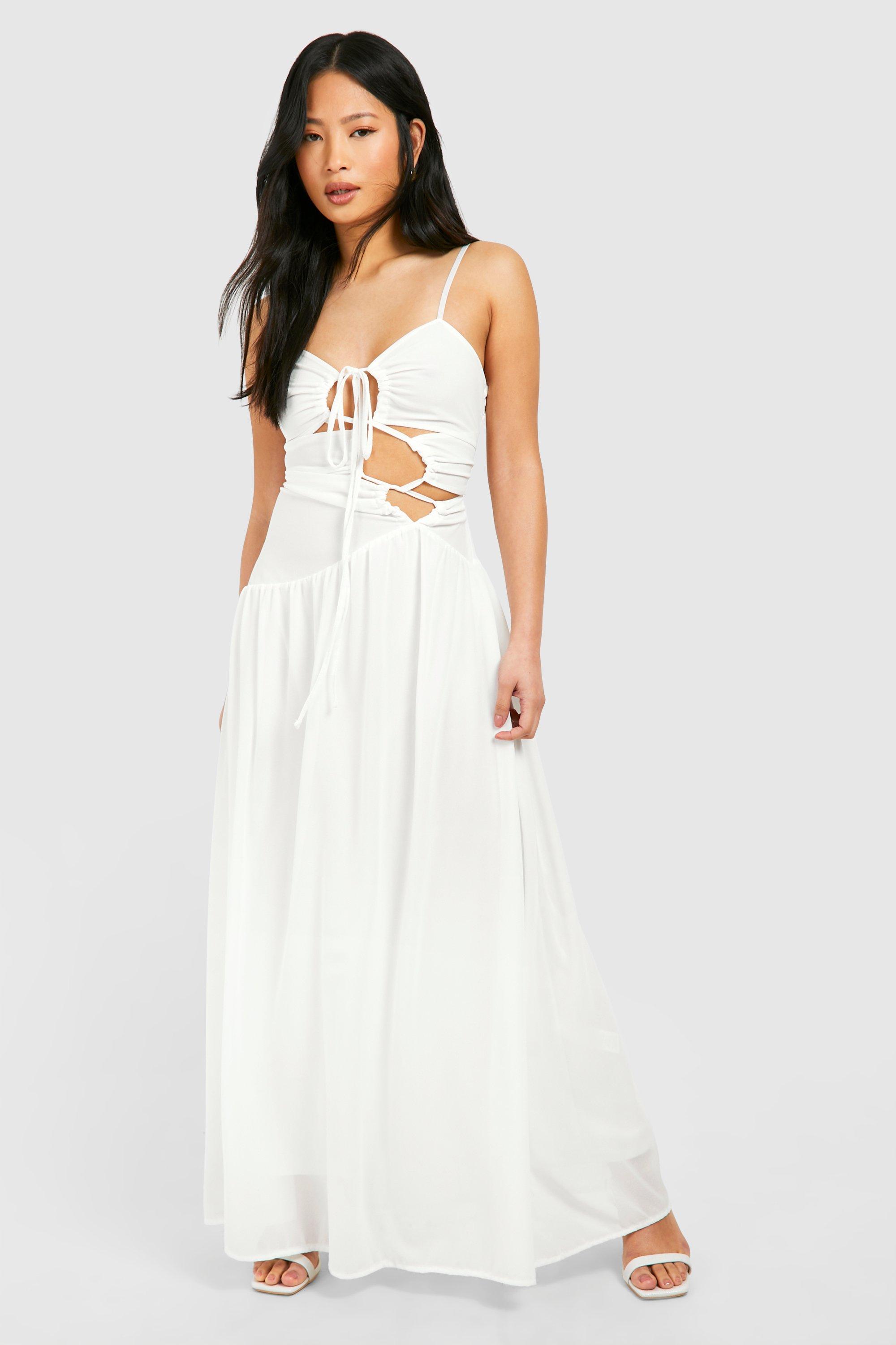 Petite Lace Up Detail Maxi Dress