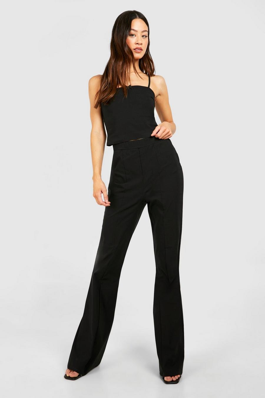 Black Tall Bengaline Stretch Fit And Flare Pants image number 1