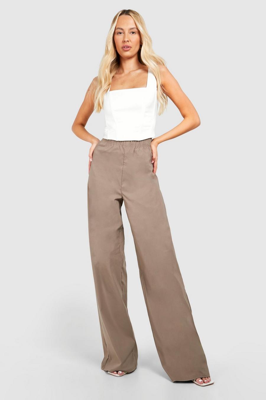 Mocha Tall Bengaline Stretch Wide Leg Trousers  image number 1