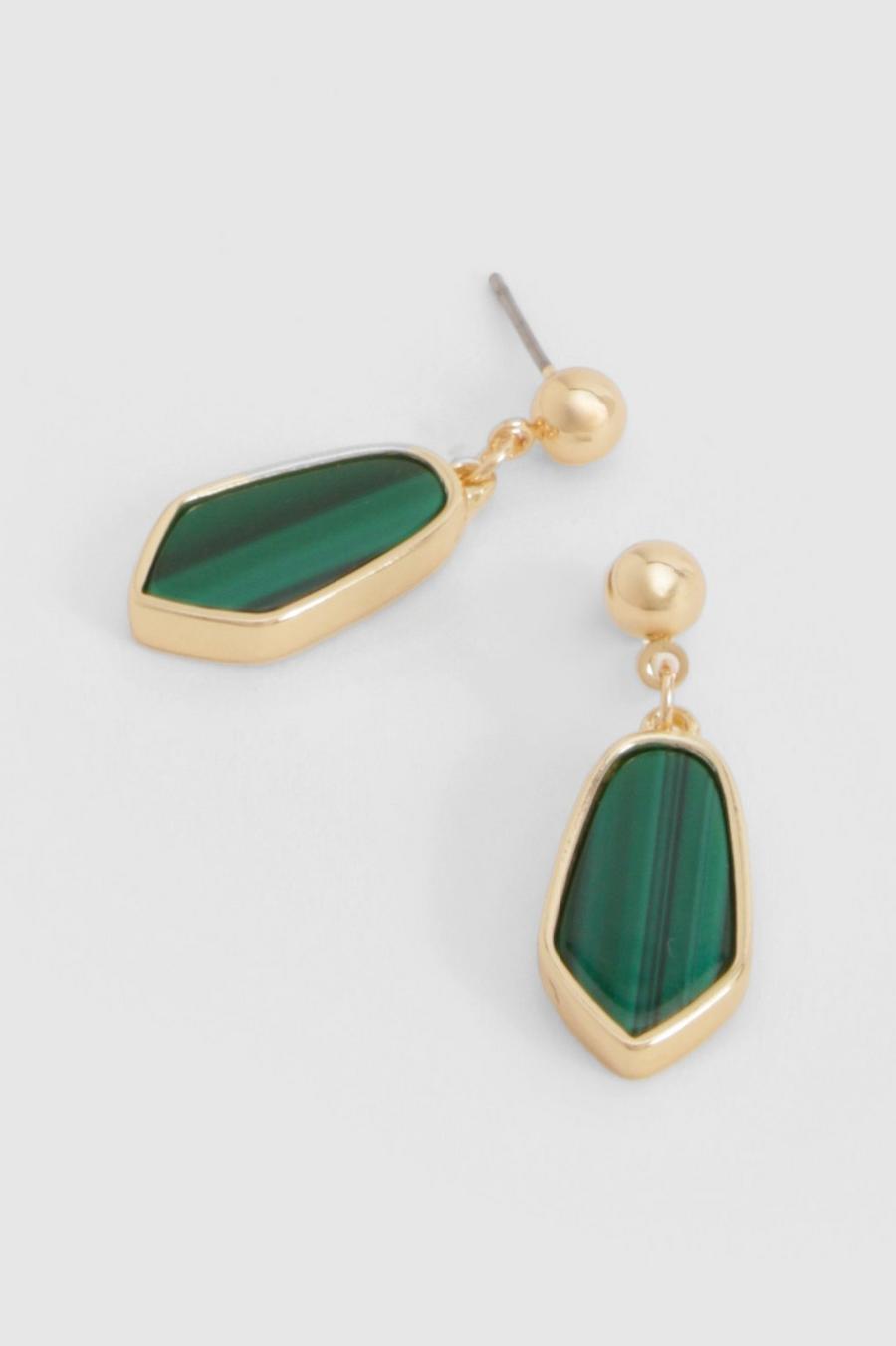 Emerald Resin Detail Drop Earrings 