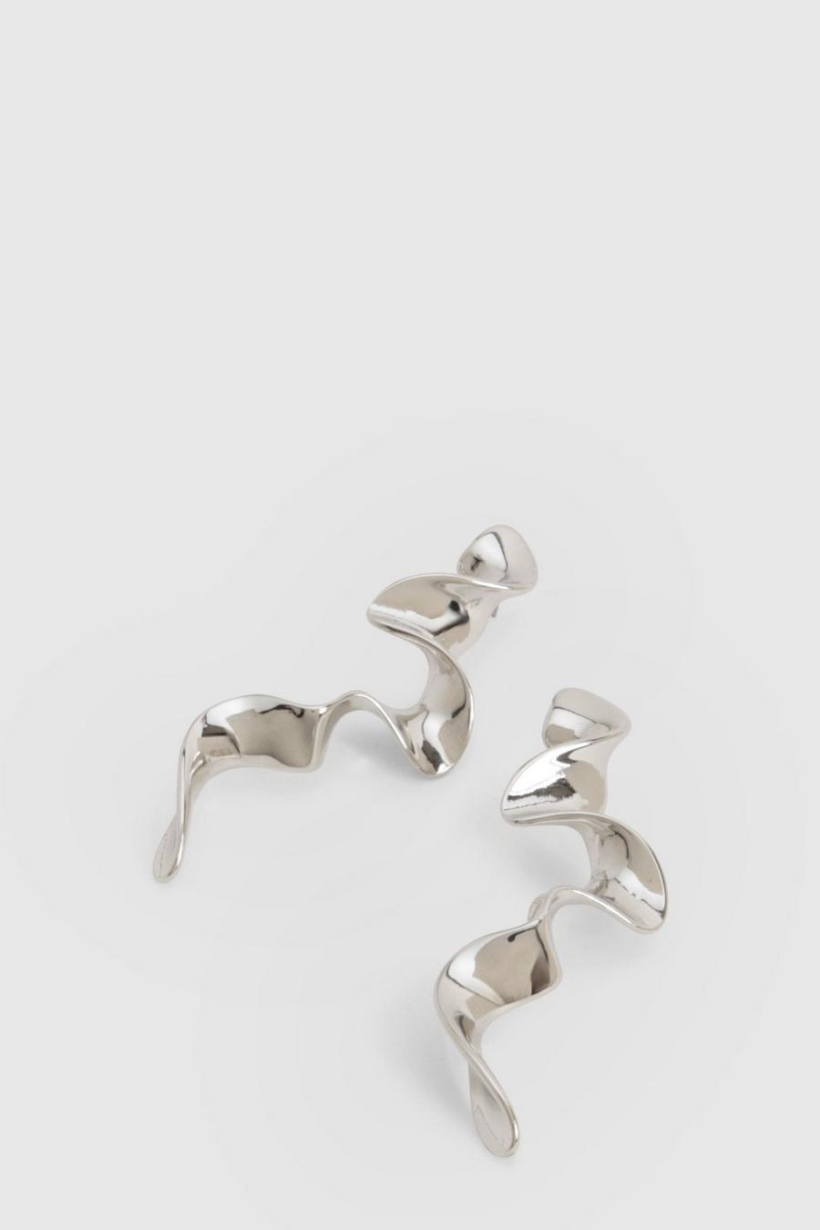 Silver Squiggle Drop Earrings  image number 1