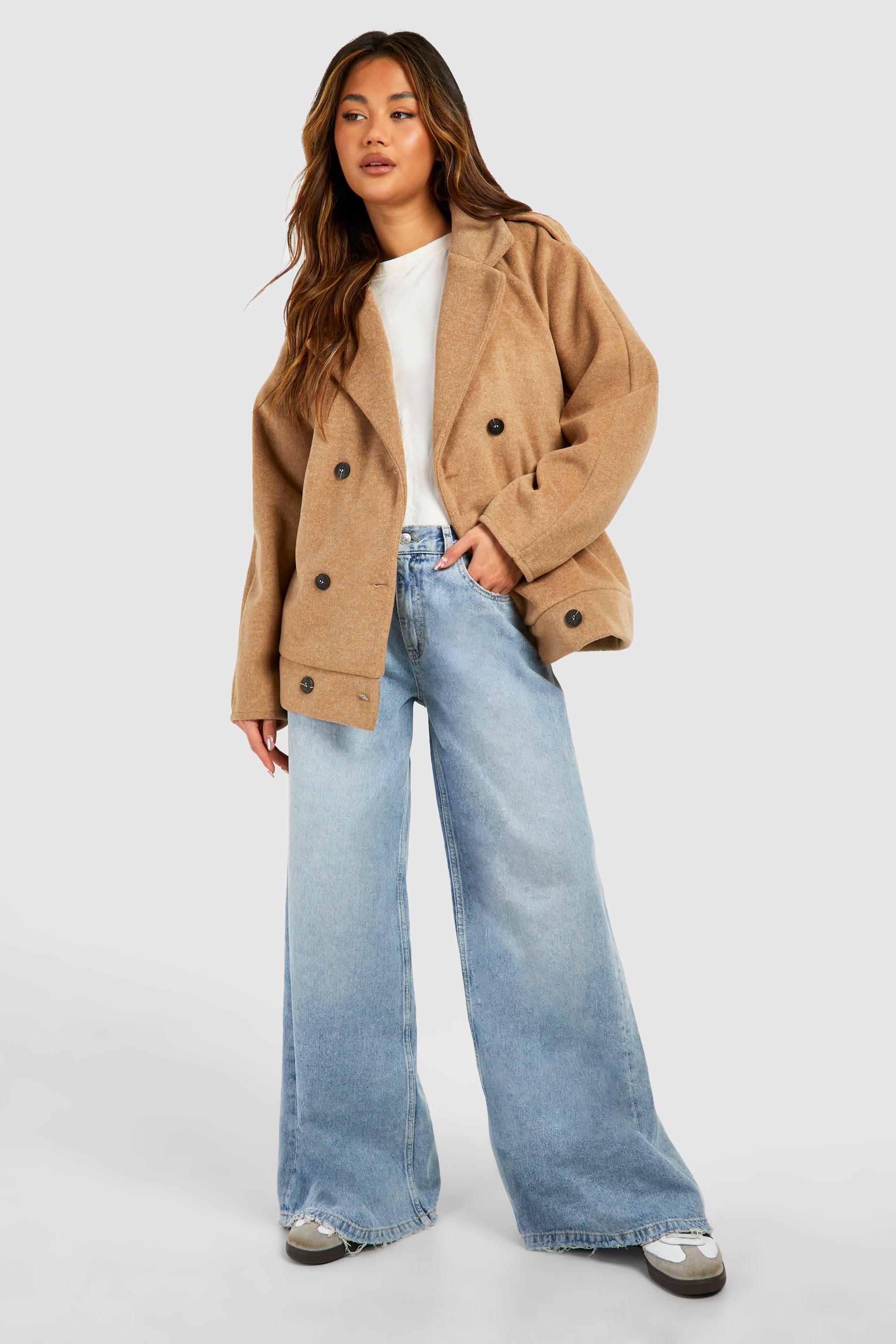 Textured Wool Look Button Detail Jacket boohoo DK