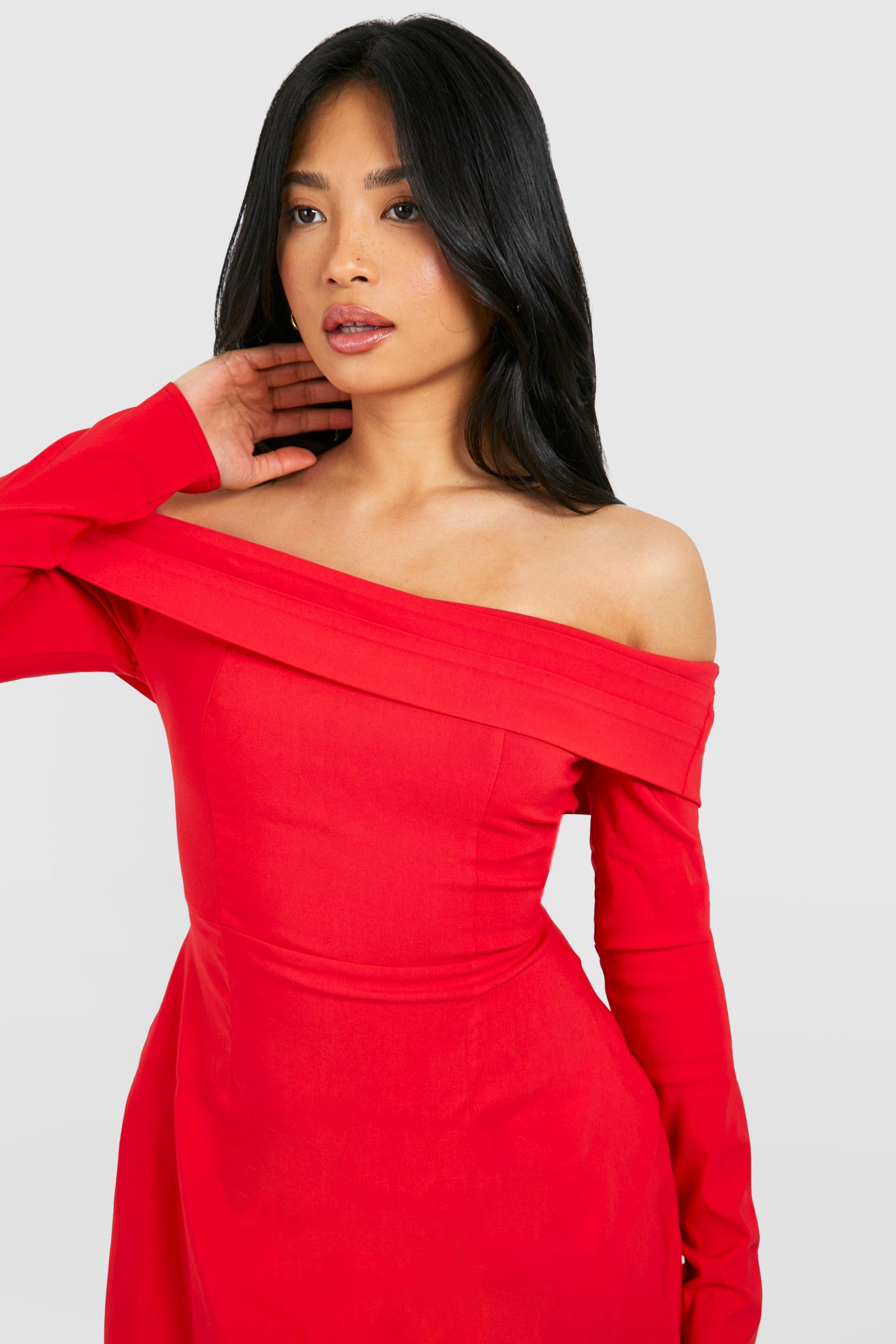 Petite off the shoulder dress best sale