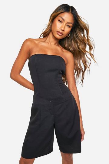 Twill Longline Tailored Playsuit black