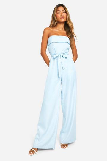 Strapless Wide Leg Jumpsuit blue