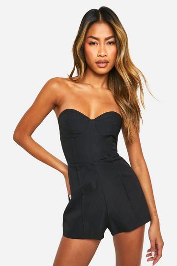 Black Bandeau Tailored Romper