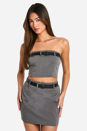 Belt Detail Mini Skirt charcoal