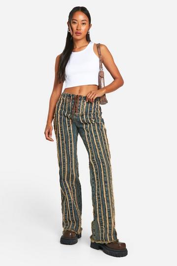 Lace Up Distressed Seam Jeans vintage wash