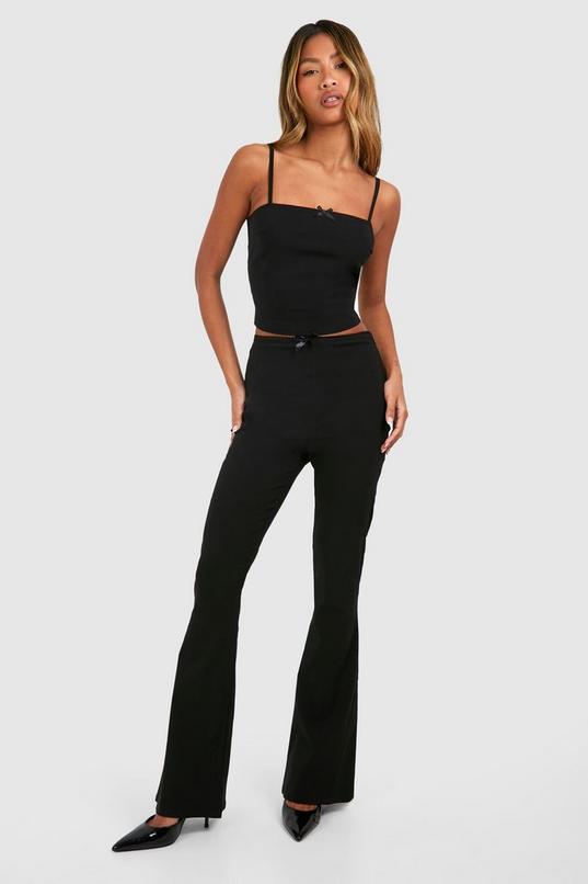 boohoo Bengaline Bow Detail Flare Trouser Sale
