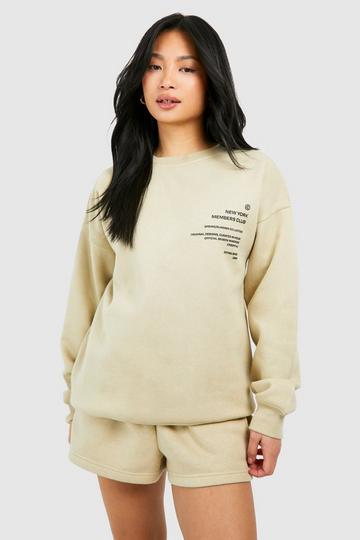 Stone Beige Petite Slogan Detail Short Tracksuit