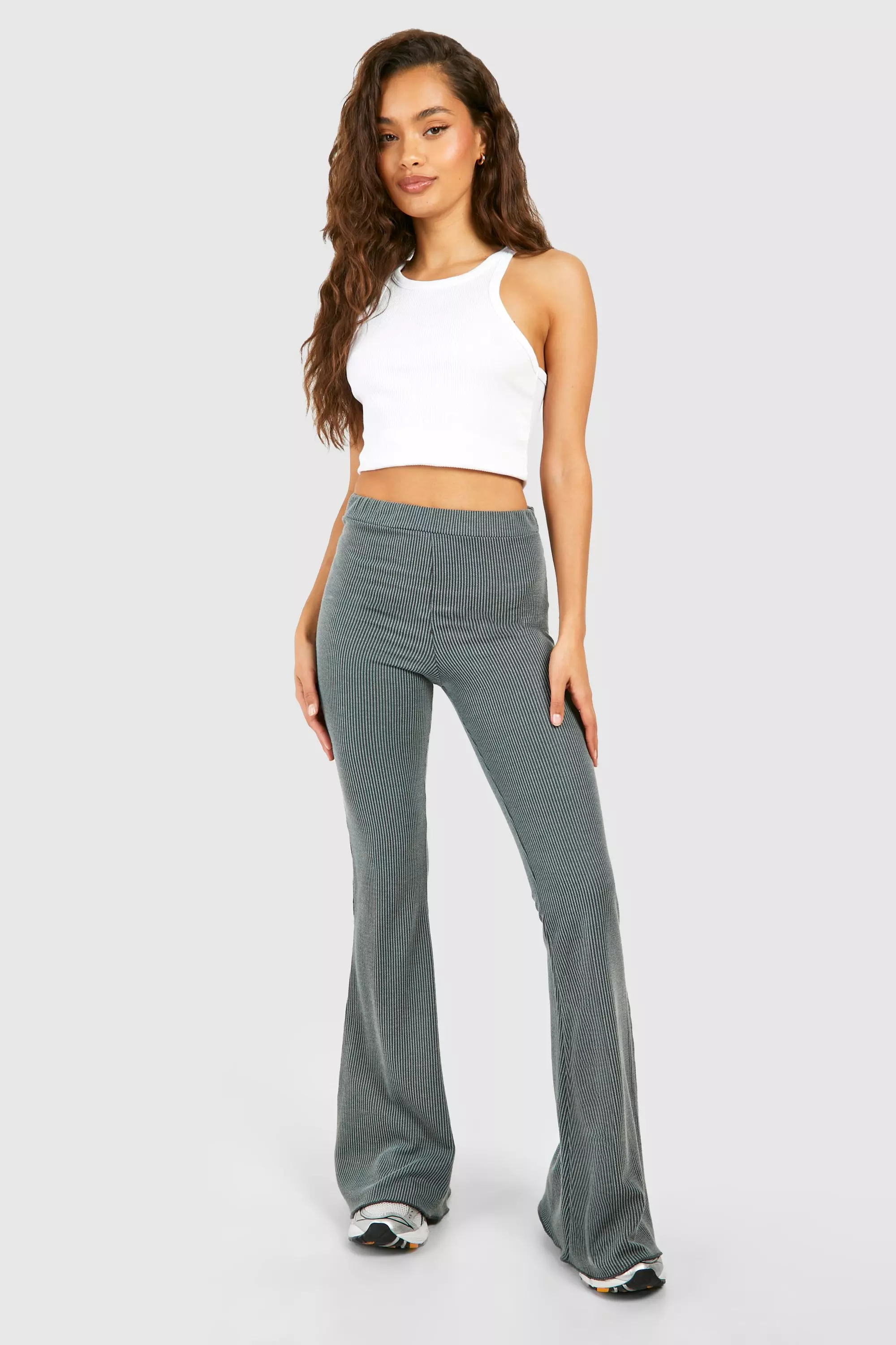 Grey Lettuce Hem Flared Trouser alternative image