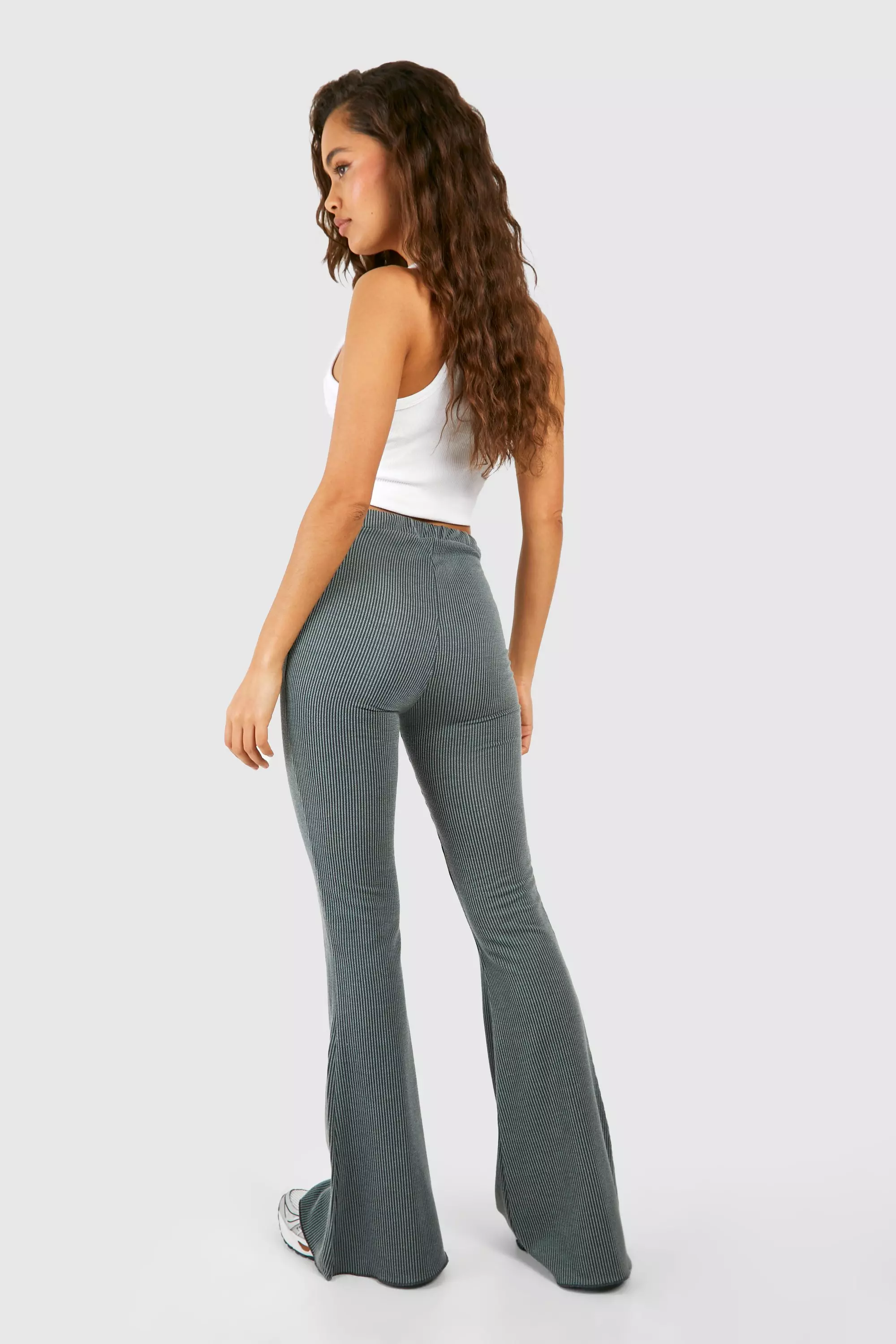 Grey Lettuce Hem Flared Trouser alternative image