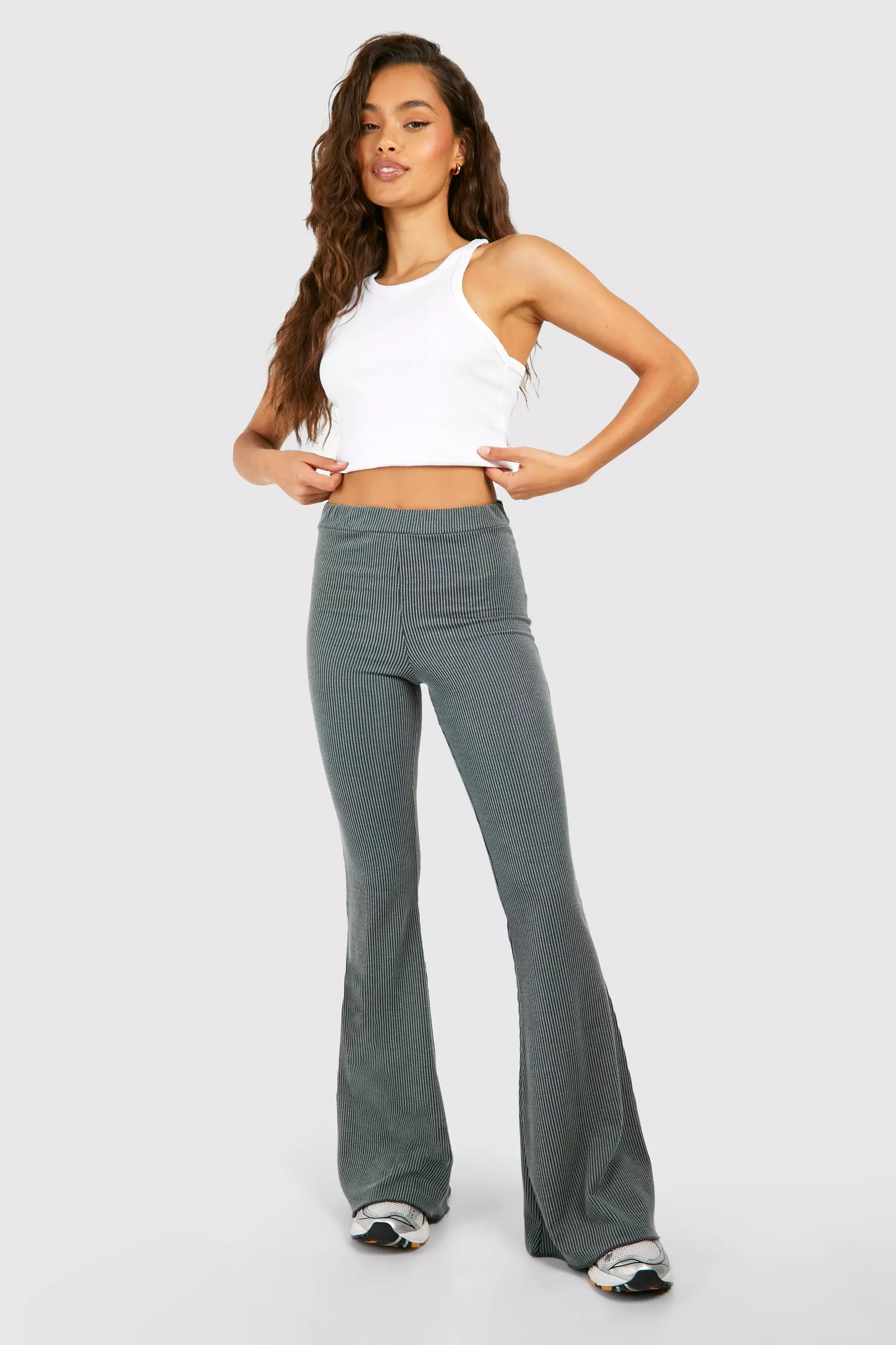 Grey Lettuce Hem Flared Trouser alternative image