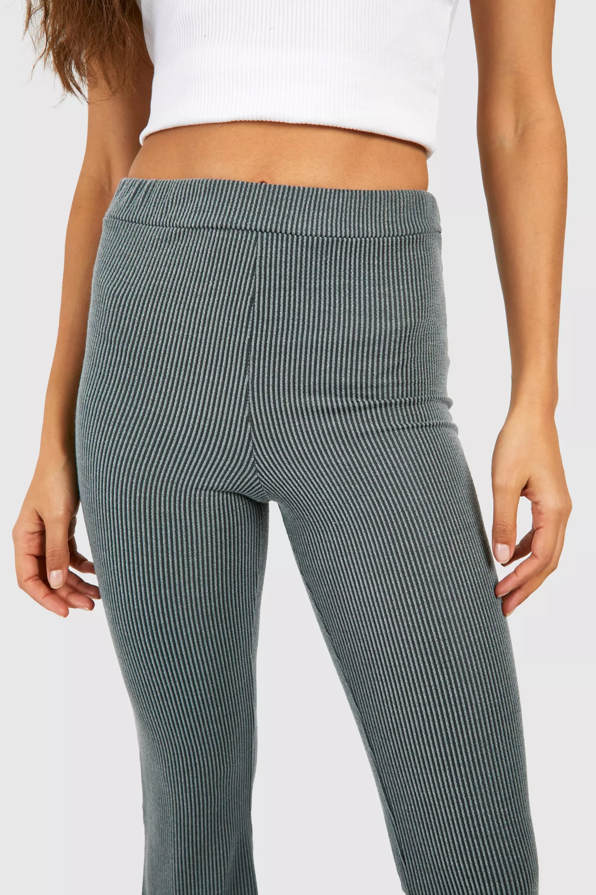 Grey Lettuce Hem Flared Trouser alternative image