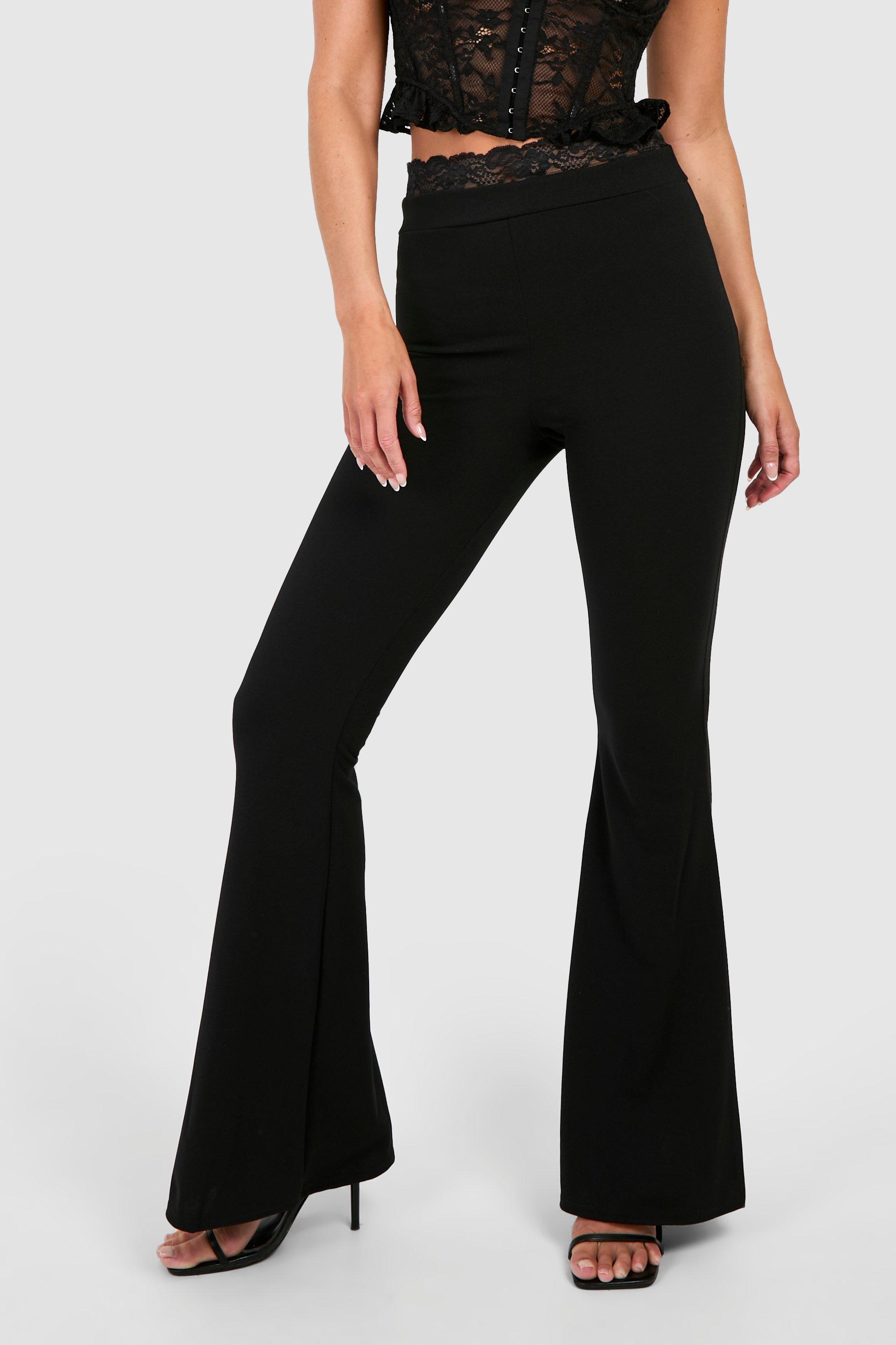 Lace Waistband Jersey Flare Trouser