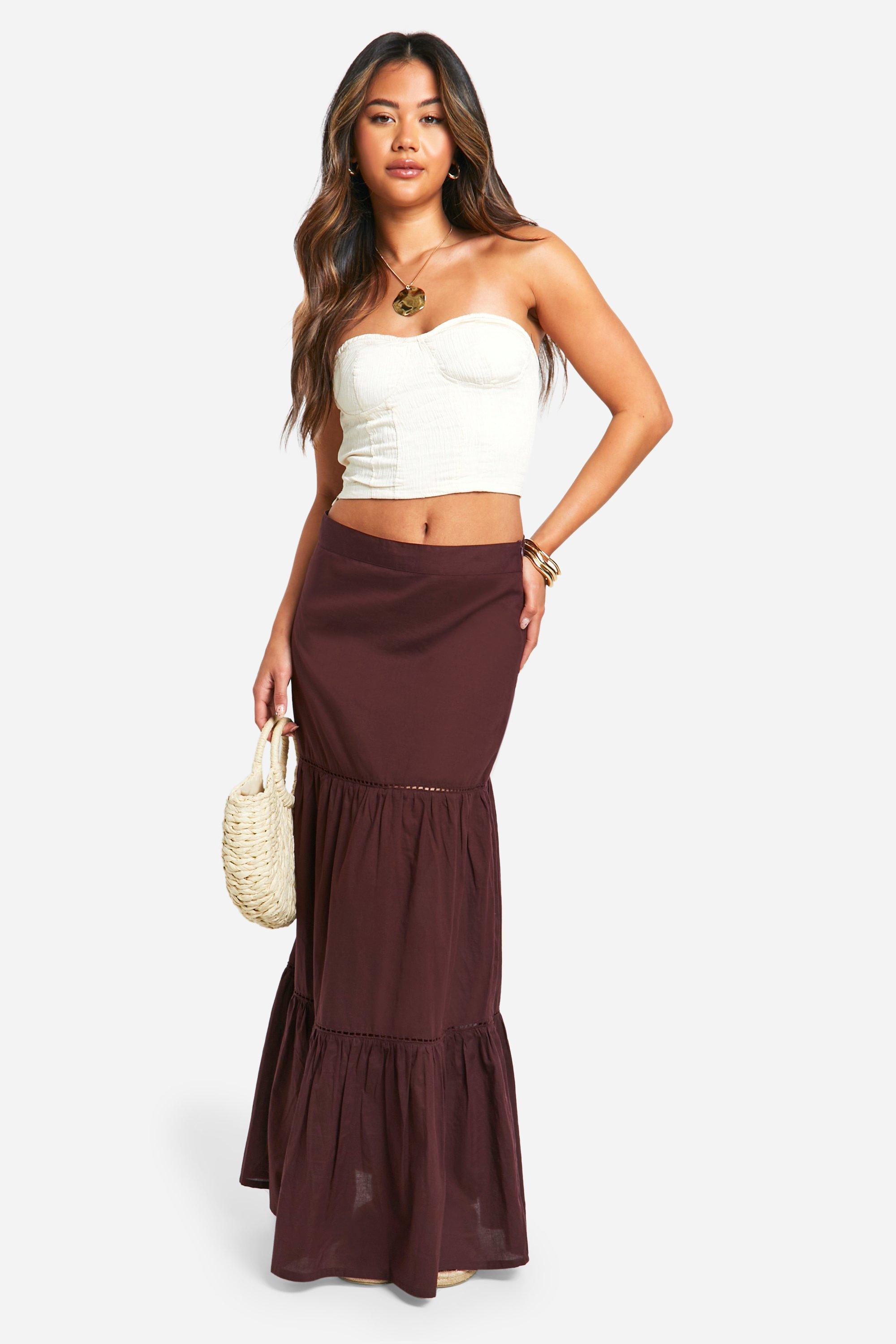 Cotton Crochet Trim Maxi Skirt