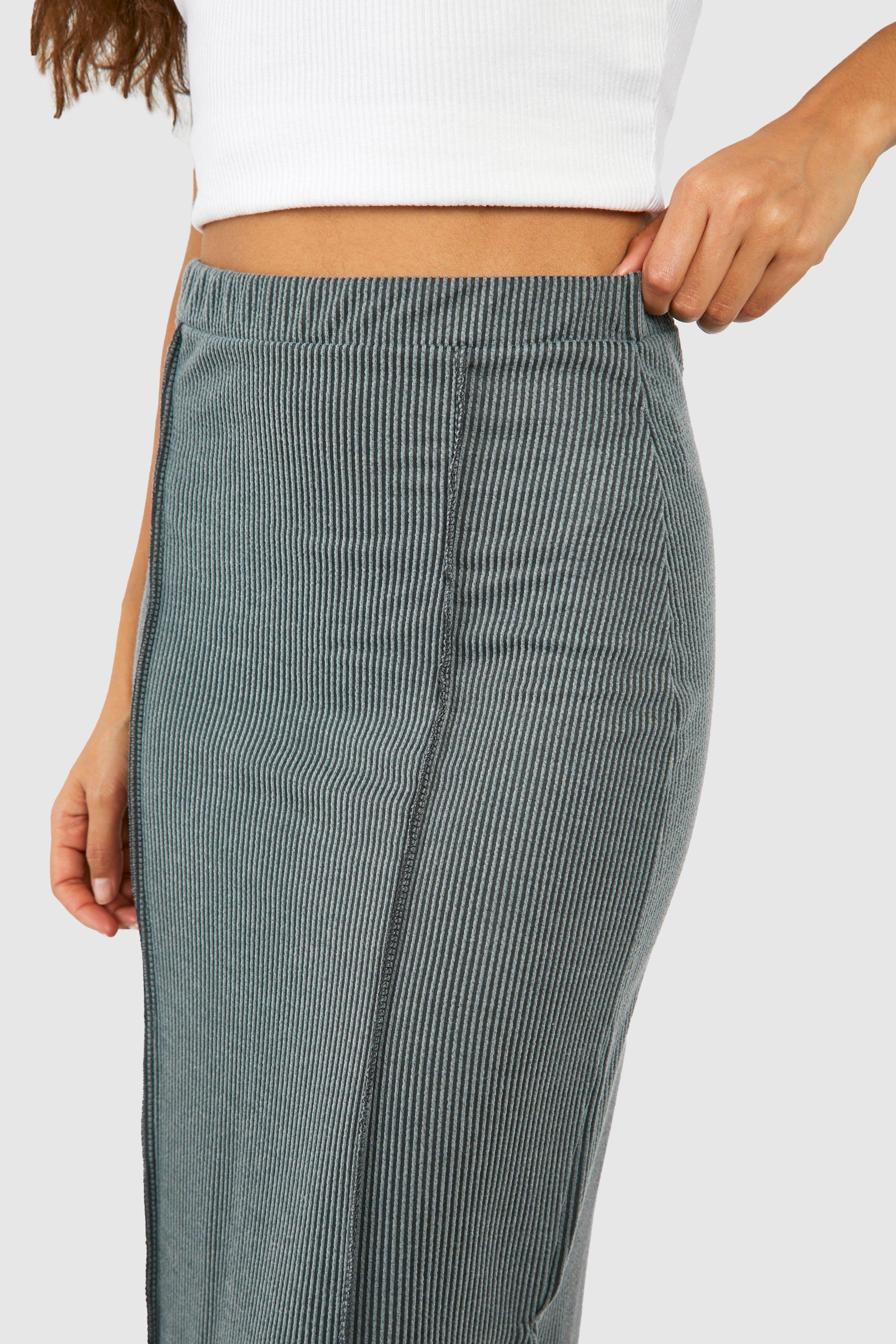 Washed Seam Detail Jersey Maxi Skirt