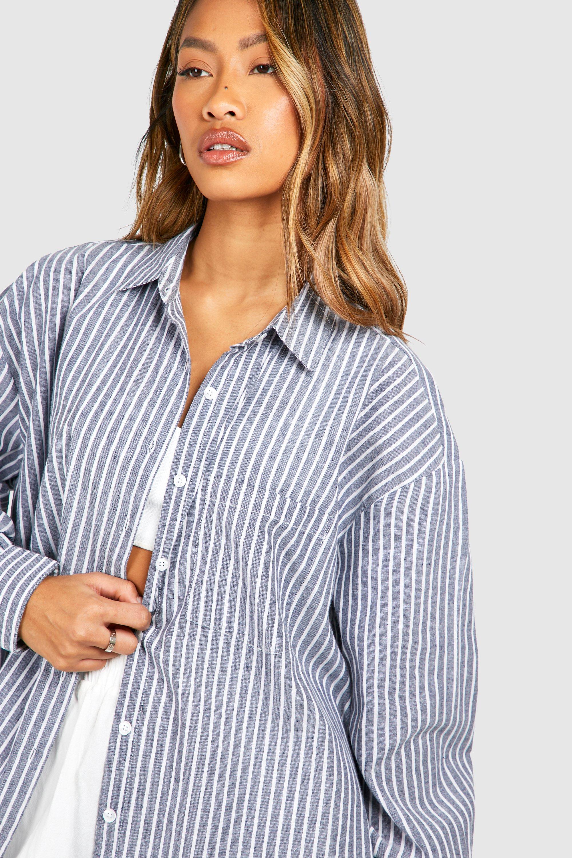 ZW COLLECTION STRIPED OVERSIZED SHIRT - Blue / White | ZARA