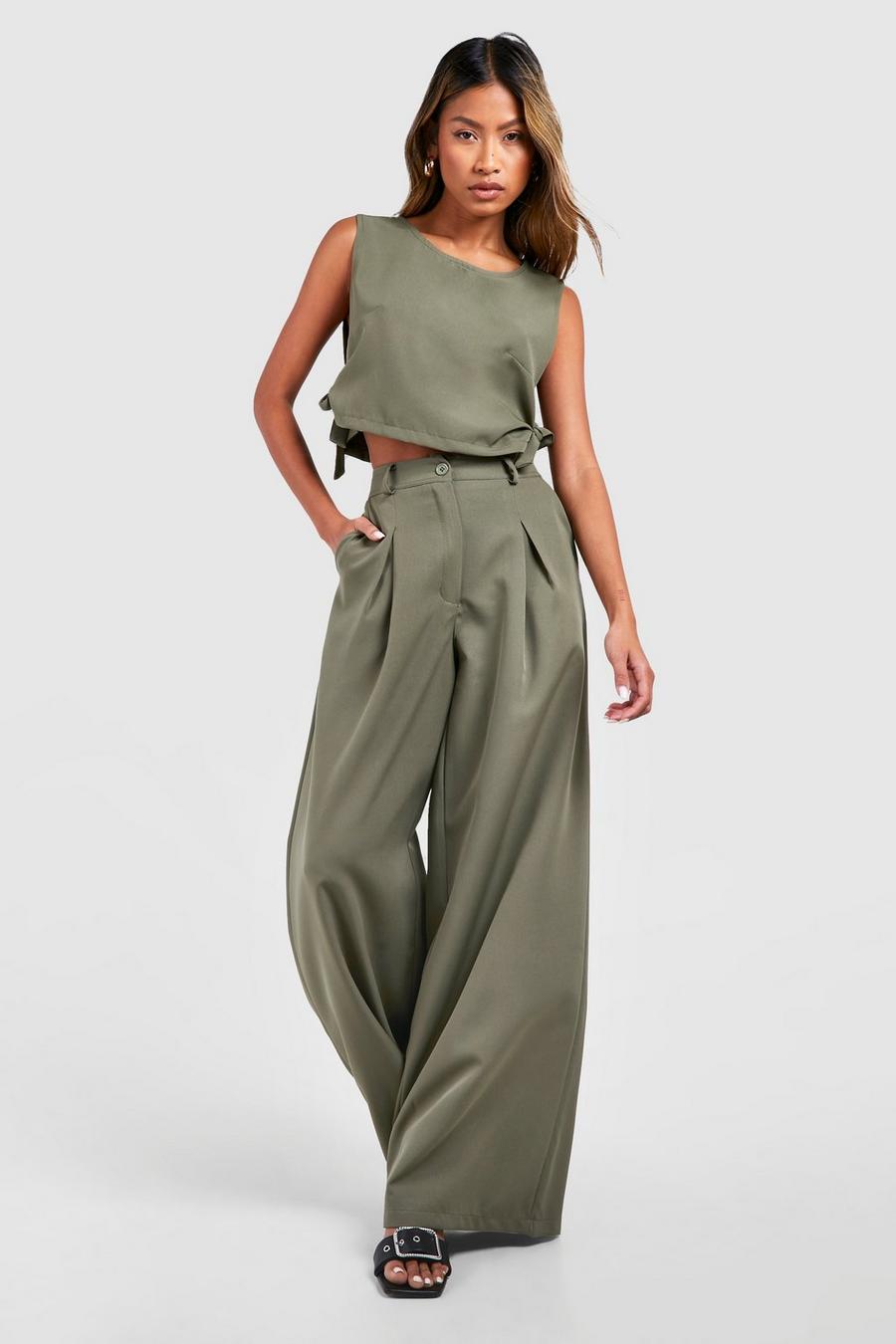 High Waisted Pleated Wide Leg Pants | boohoo USA High Waisted Pleated Wide Leg Pants | boohoo USA
