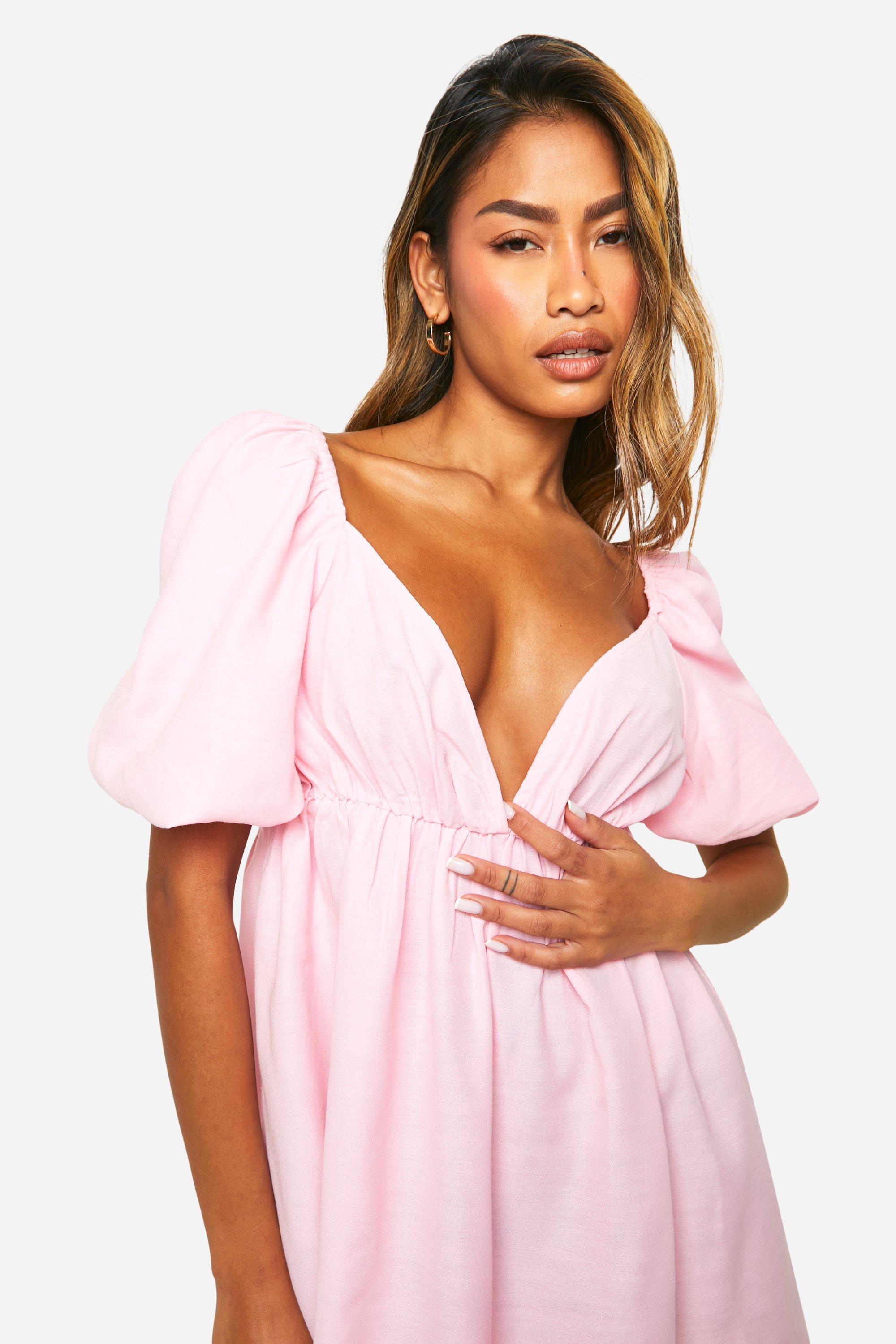 未使用タグ付✨Uhr Puff Sleeve Back Open Dress Women's Dresses Puff Sleeve Tied Open Back Dress Dress for