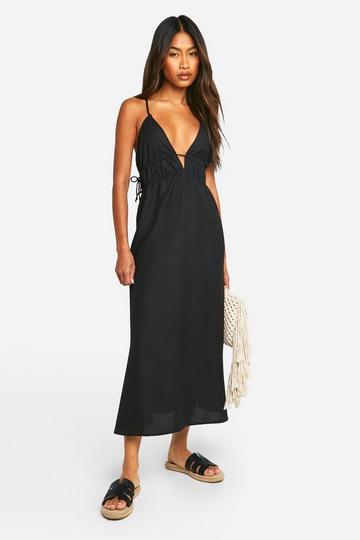 Ruched Waist Detail Maxi Dress black