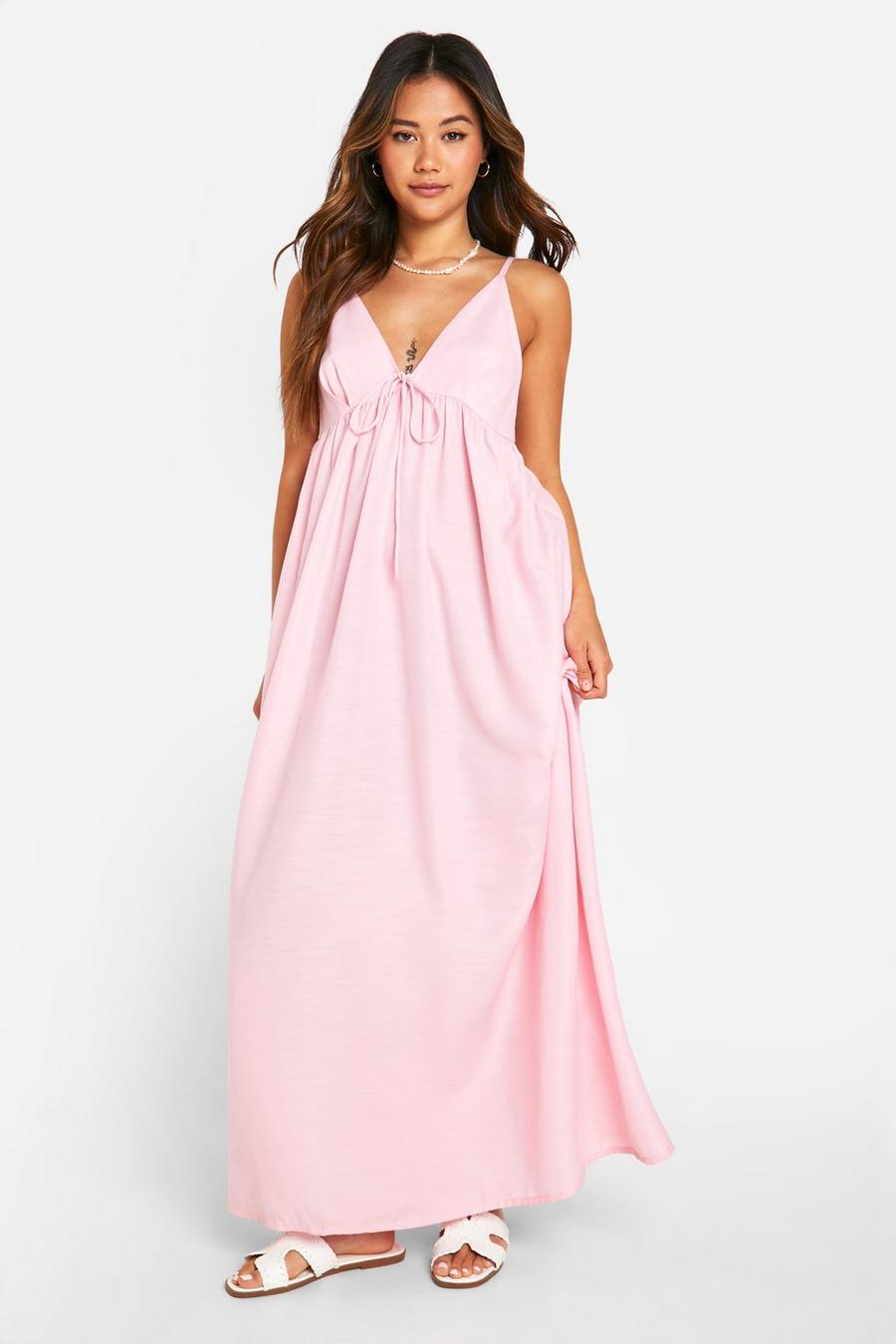 Pink Tie Front Maxi Dress image number 1