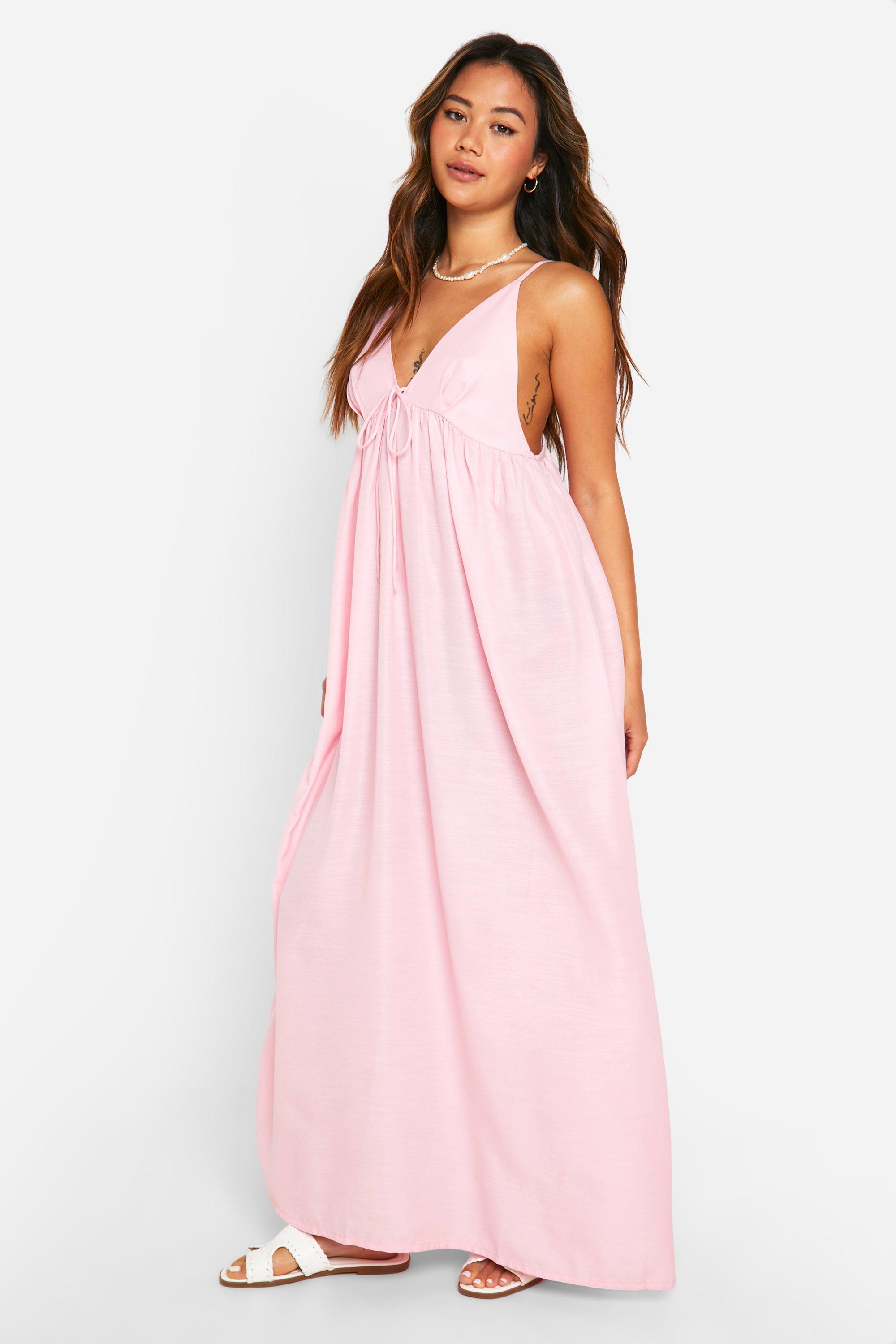 Pink tie front dress best sale