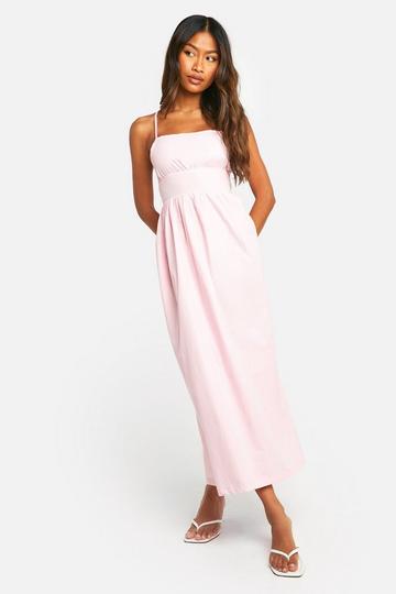 Tie Back Poplin Midi Dress pink