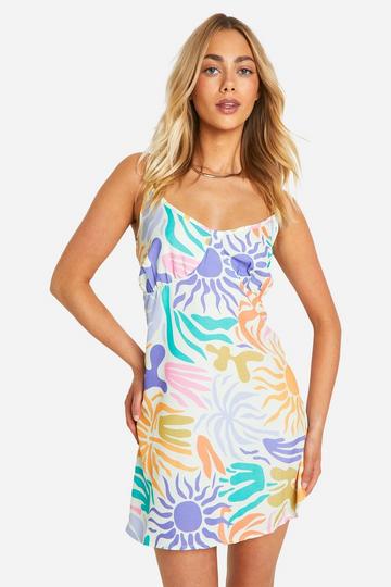 Printed Strappy Mini Dress multi