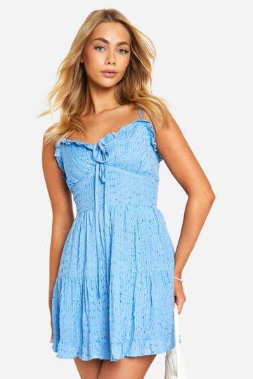 Textured Tier Smock Dress blue