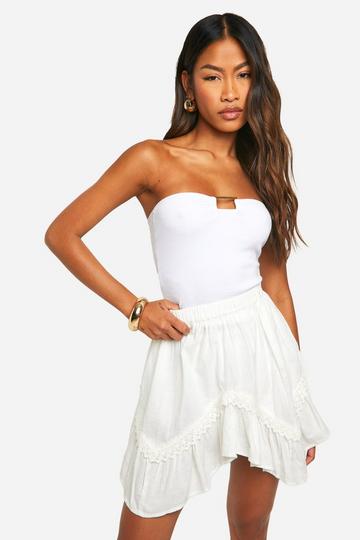 Crochet Trim Volume Mini Skirt white