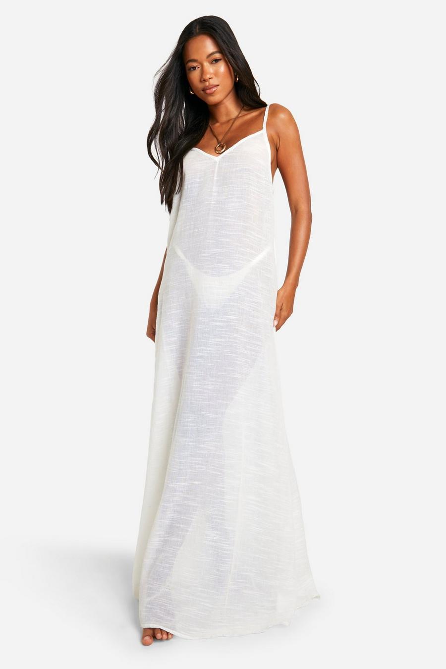 White Strappy Maxi Beach Dress