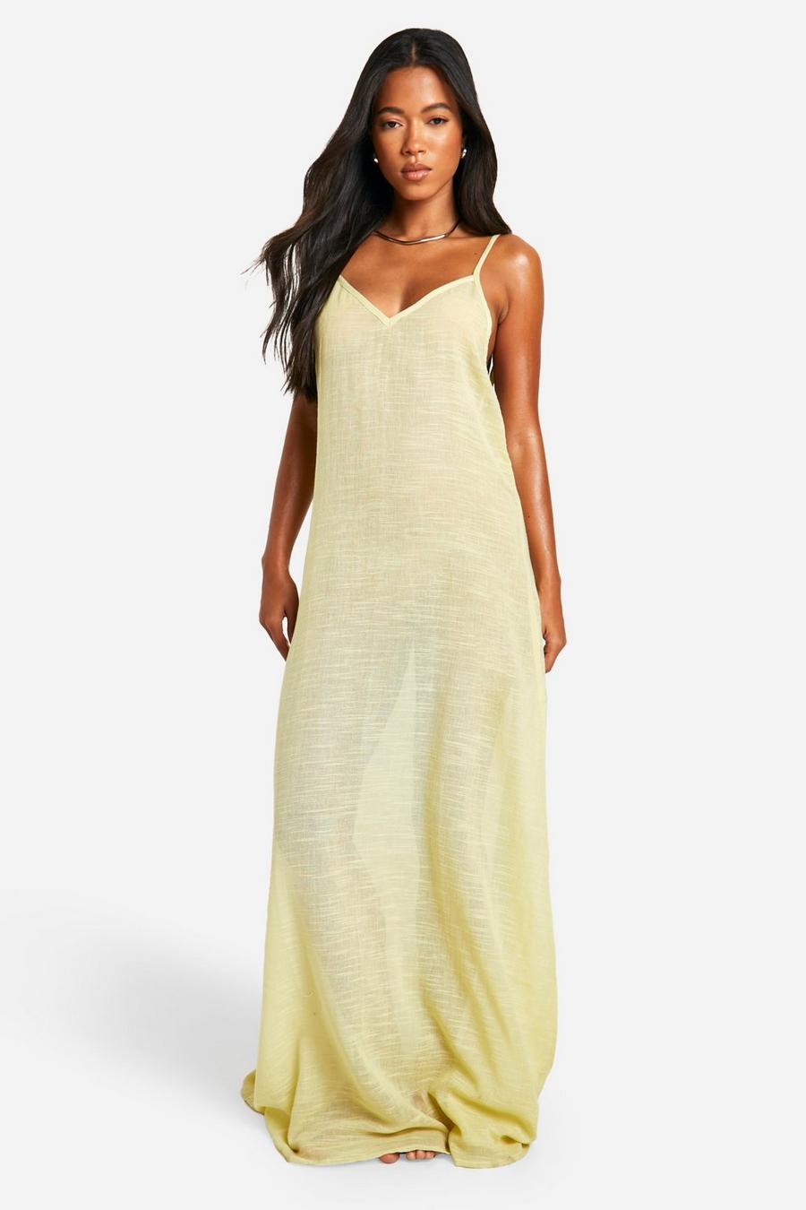 Lime Strappy Maxi Beach Dress  image number 1
