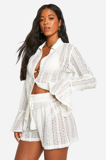 Crochet Beach Shirt cream