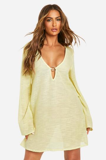 Ring Detail Beach Dress lime