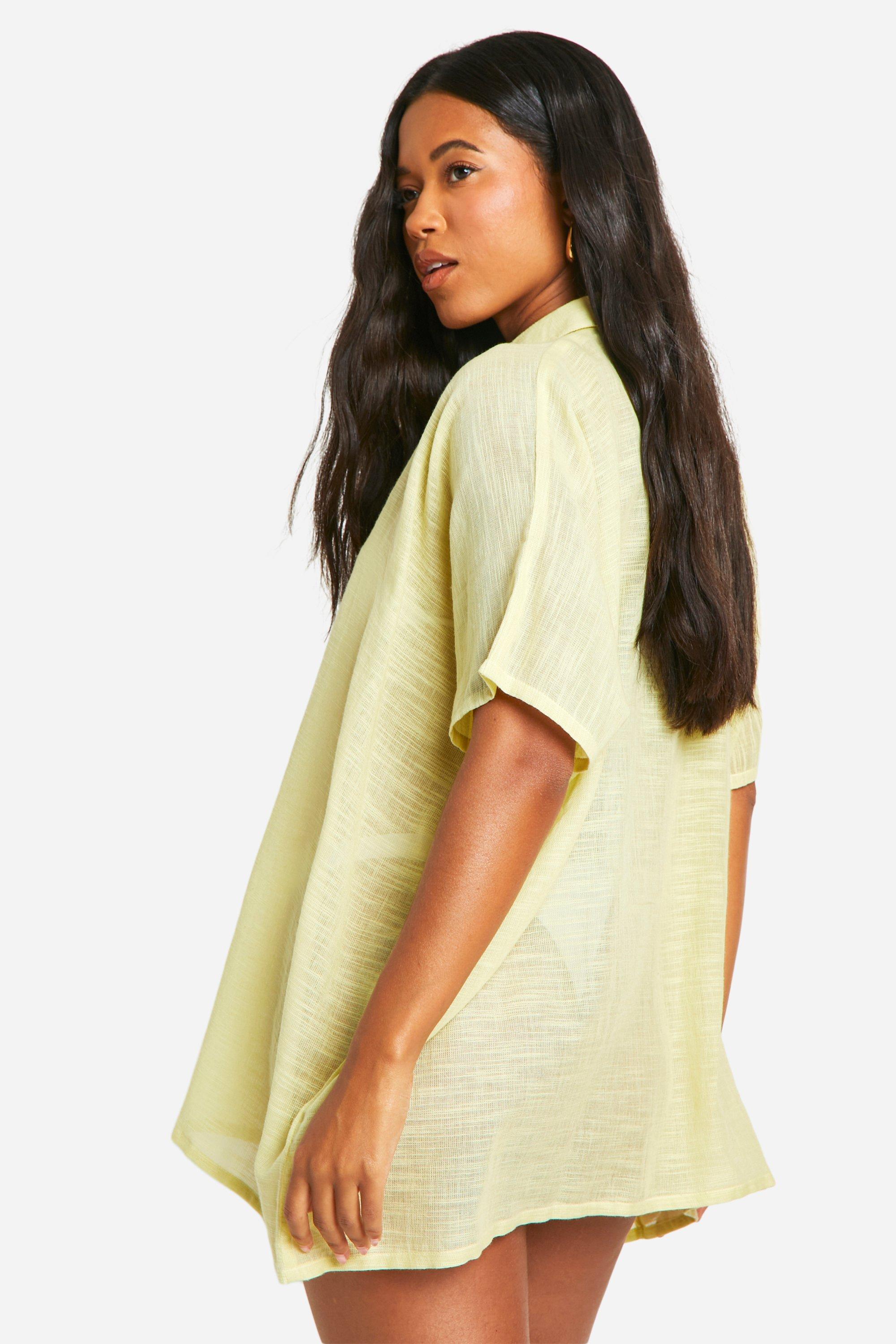 boohoo Women s Oversized Beach Shirt Dress Green Casual Dresses