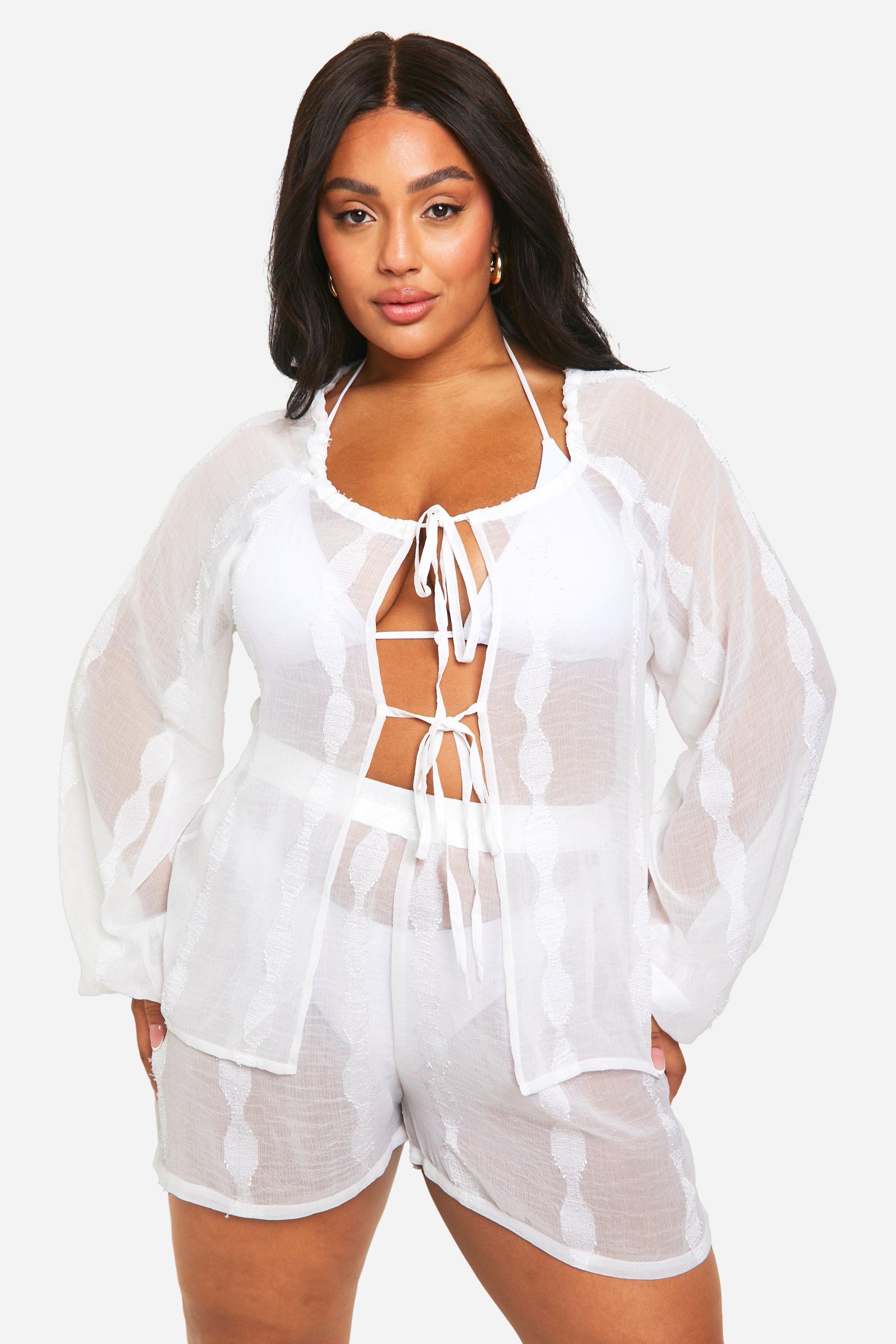 Plus size white short set sales