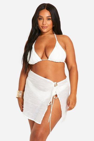 White Plus Ring Detail Mini Beach Skirt