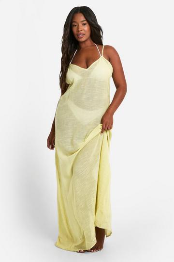 Plus Strappy Maxi Beach Dress lime