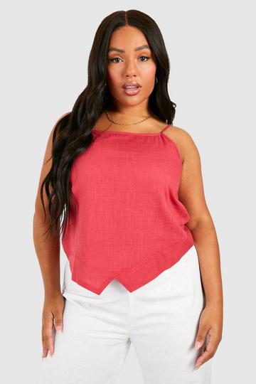 Plus Cotton Asymmetric Cami berry