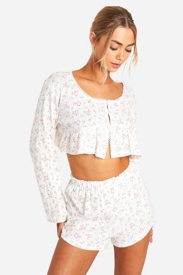 Ditsy Pointelle Short Pj Set ivory