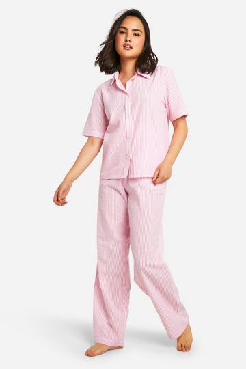 Pink Striped Short Sleeve Pj Set