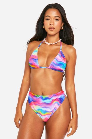 Marble Triangle Bikini Top illusion blue