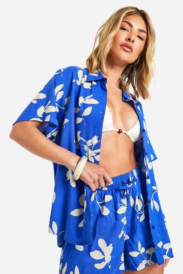 Floral Shirt And Short Beach Co-ord blue
